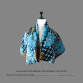 Pure Cachemire Flower Impression Bleu Color Lady Foulard